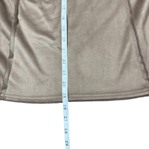 Sweet Jane Embroidered Hooded Faux Suede Fleece Lined Open Front Jacket Coat - Picture 7 of 15